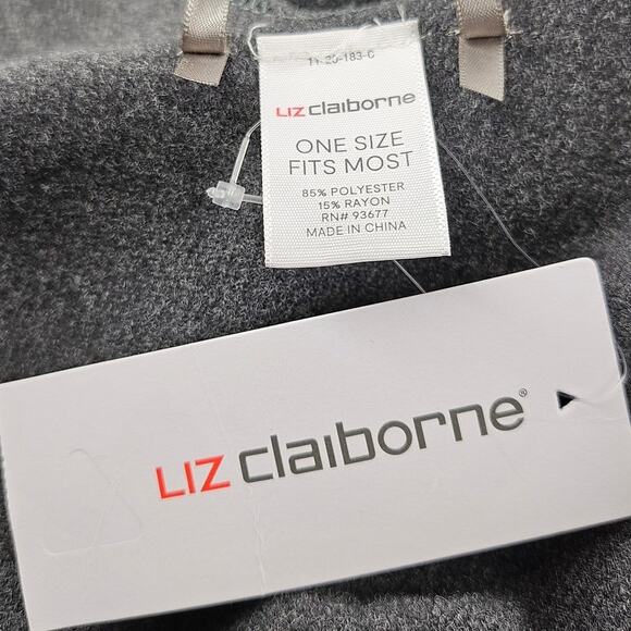 LIZ CLAIBORNE WOMEN'S GRAY PONCHO WRAP SHAWL SCARF SIZE - ONE SIZE FITS MOST - Picture 5 of 5